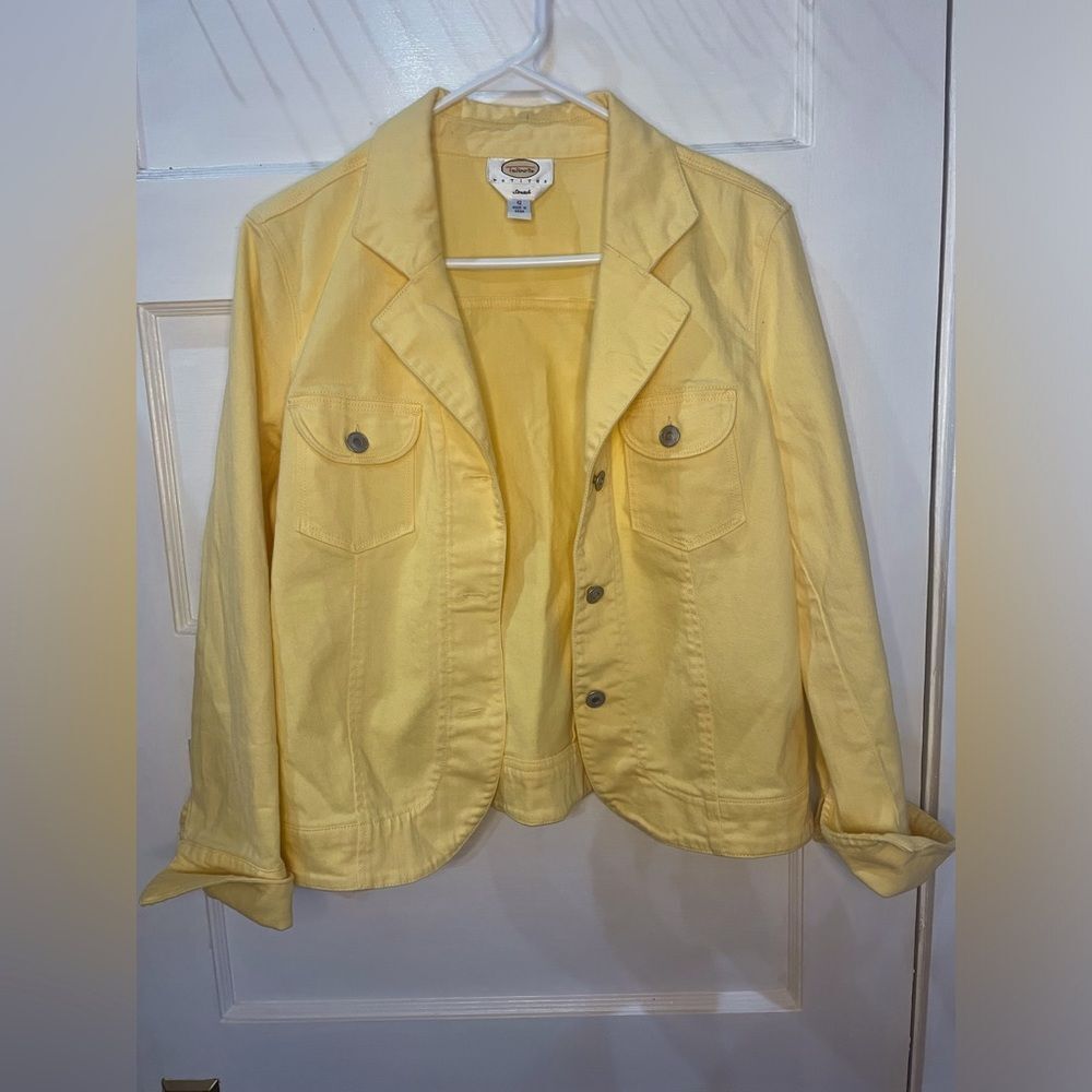 Talbots pale yellow Jean jacket NWOT Size 12P stretch